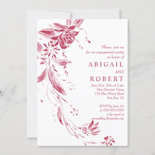 Viva magenta pink flowers wedding engagement party invitation