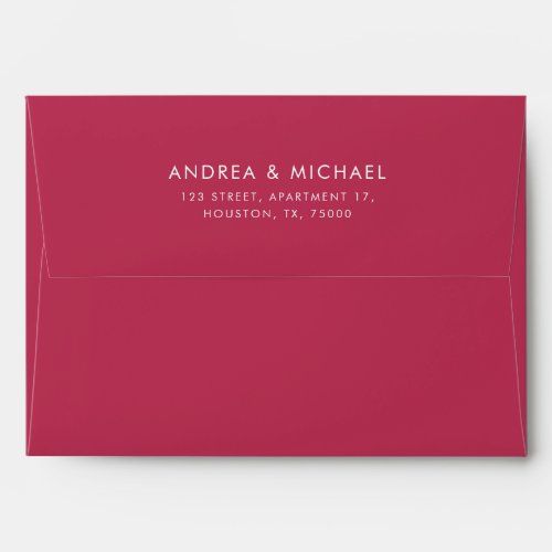 Viva Magenta Pink Modern Minimalist Wedding Envelope