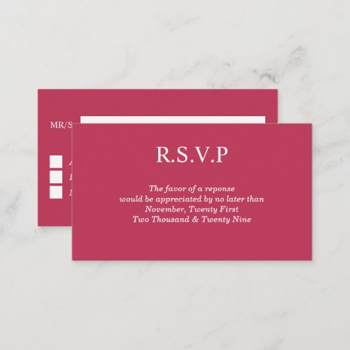 Viva magenta plain solid color rsvp guest response enclosure card