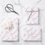 Viva magenta script calligraphy names wedding wrapping paper sheets<br><div class="desc">Introducing our vibrant and lively magenta pink script calligraphy wrapping paper sheets, perfect for adding a personal touch to your wedding gifts. You can easily personalize the design with your own names to make it truly unique. Please keep in mind that depending on the length of your names, you may...</div>