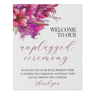 Viva Magenta Unplugged Wedding Welcome Faux Canvas Print