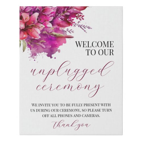 Viva Magenta Unplugged Wedding Welcome Faux Canvas Print