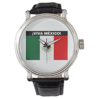 VIVA MÉXICO FLAG IMAGE WHITE FONTS WATCH