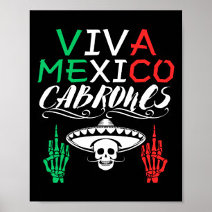 Viva Mexico Cabrones Independence Day Mexican Flag Poster