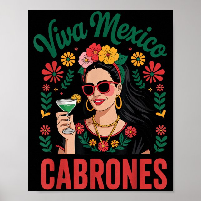 Viva Mexico Cabrones Women Mexican Flag Poster (Front)