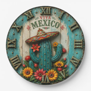 Viva Mexico Cactus Fiesta Farmhouse Art Paper Plates
