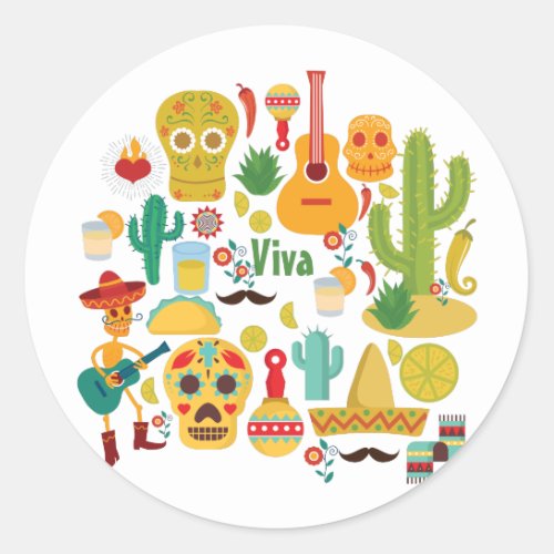 viva mexico classic round sticker