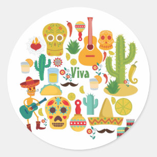 viva mexico classic round sticker