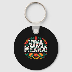 Viva mexico colorful folk art mexican independence keychain