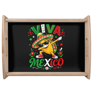 Viva Mexico Dabbing Taco Funny Sombrero Serving Tray