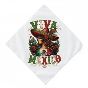 Viva Mexico Flag Rose Mexican Independence Day Bandana
