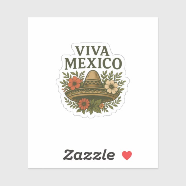 Viva Mexico Floral Sombrero Illustration Sticker (Sheet)