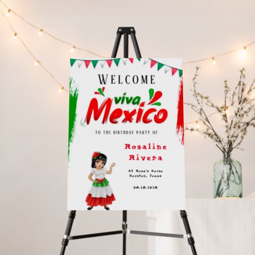 Viva Mexico Girl Dress Birthday Party Welcome Sign