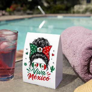 Viva Mexico Girl Mexico Flag Patriotic Mexican Paper Table Tent