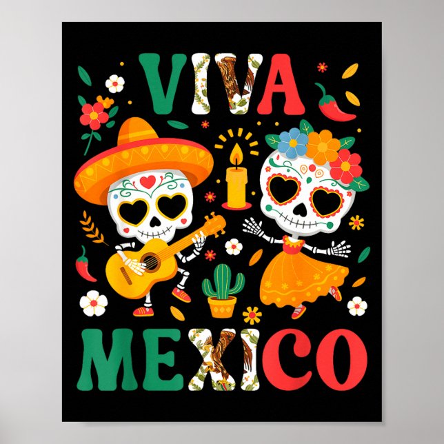 Viva mexico independence day mexican flag fiesta poster (Front)