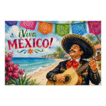 Viva Mexico Mariachi guitar beach souvenir