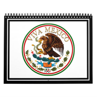 Viva Mexico Mexican Flag Icon w/ Gold Text Calendar