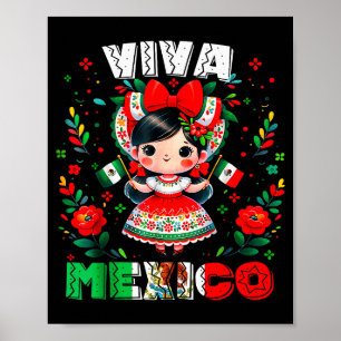 Viva Mexico Mexican Girl Flag Independence Day Gir Poster