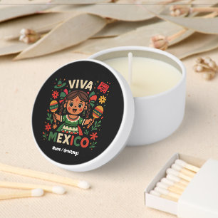 Viva Mexico Mexican Girl Independence Day Women  Mini Candle Favors
