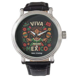 Viva Mexico Mexican Girl Independence Day Women Watch