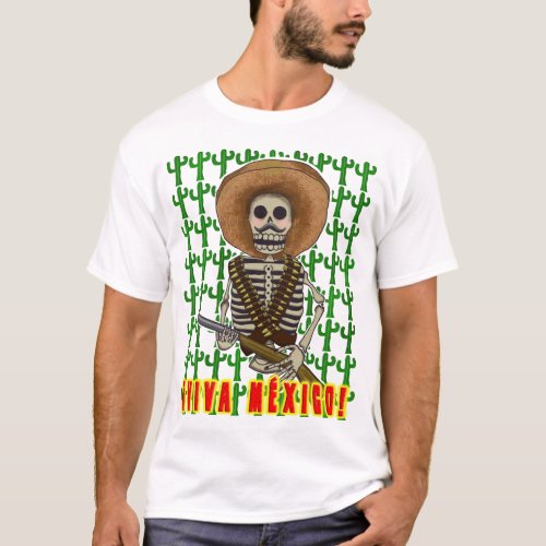 Viva Mxico Mexican Skeleton Revolutionary T_Shi T_Shirt
