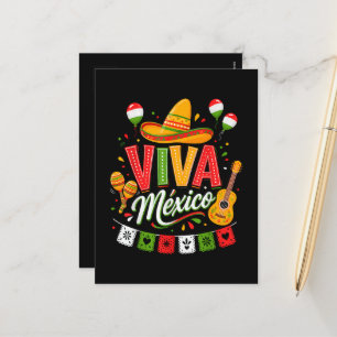 Viva Mexico Mexican Sombrero Maracas  Holiday Postcard