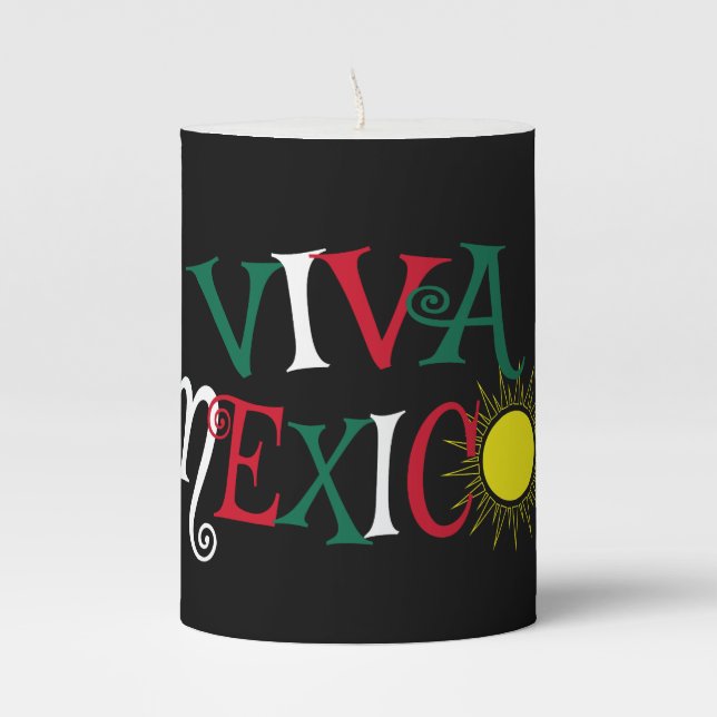 Viva Mexico Pillar Candle (Front)