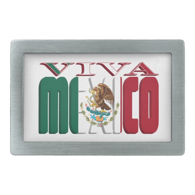 VIVA MEXICO RECTANGULAR BELT BUCKLE (Front)