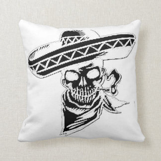 "Viva Mexico" skull with sombrero Throw Pillow