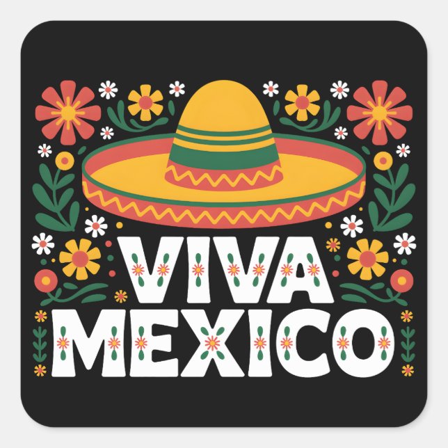 Viva Mexico Square Sticker (Front)