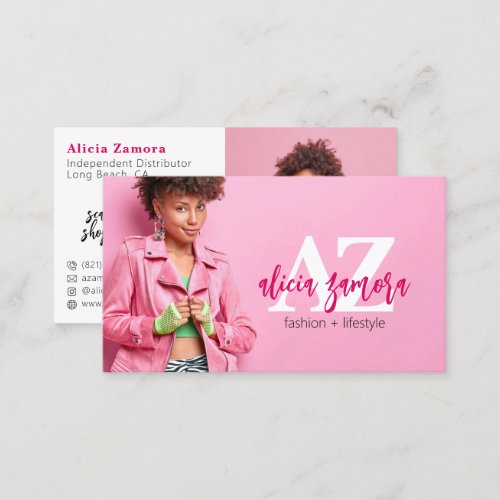 Viva Modern Magenta Chic Bold Stylish Custom Photo Business Card