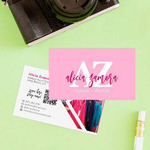 Viva Modern Magenta Chic Bold Stylish Custom Photo Business Card