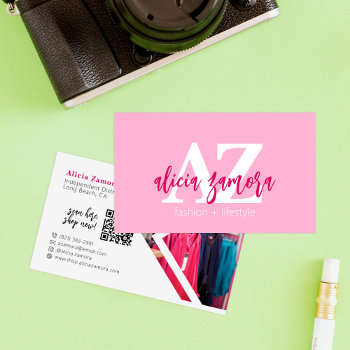 Viva Modern Magenta Chic Bold Stylish Custom Photo Business Card by CyanSkyDesign at Zazzle