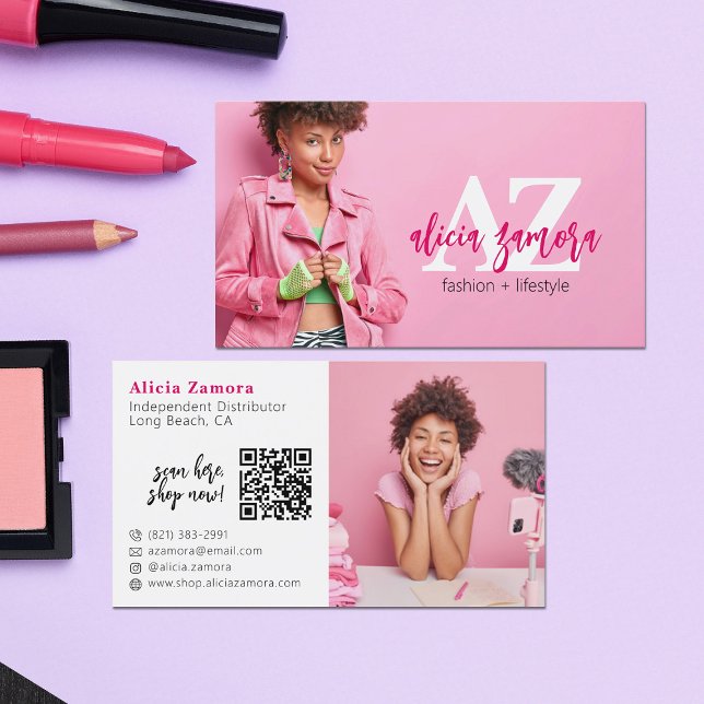 Viva Modern Magenta Chic Bold Stylish Custom Photo Business Card (Creator Uploaded)