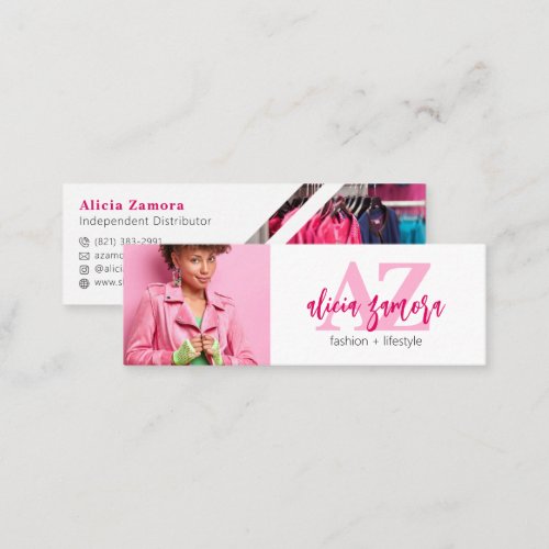 Viva Modern Magenta Chic Bold Stylish Custom Photo Mini Business Card