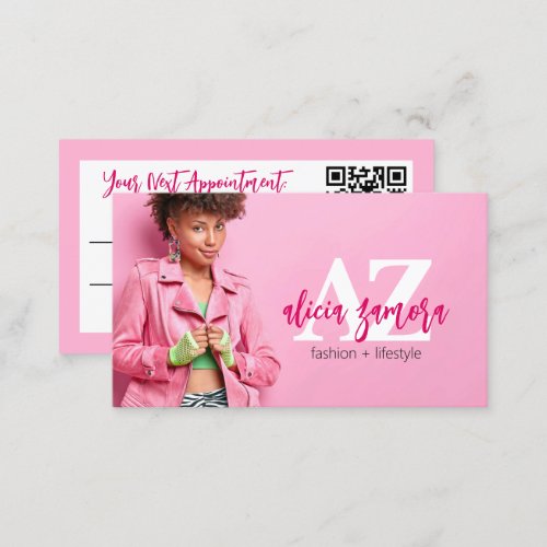Viva Modern Magenta Custom Photo Pink Appointment Business Card