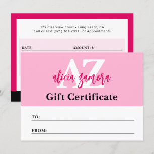 Viva Modern Magenta Fashion Gift Certificate Card