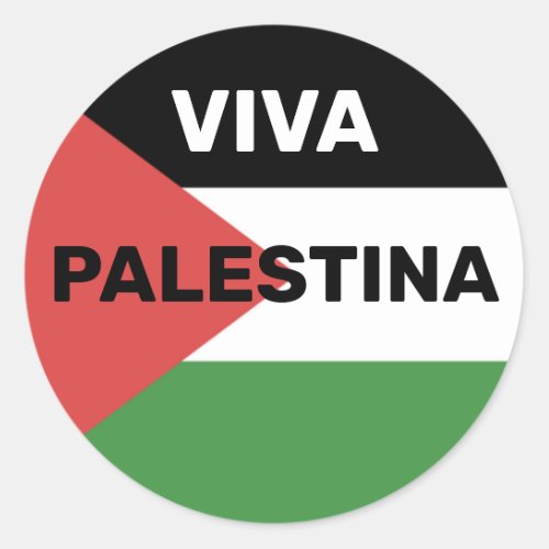 VIVA PALESTINA FREE PALESTINE FLAG RED BLACK GREEN CLASSIC ROUND STICKER