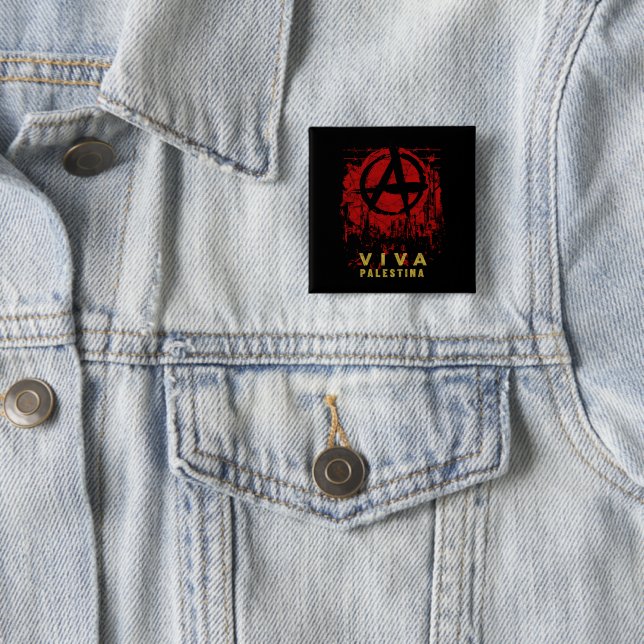 Viva Palestina Free Palestine Gaza Anarchist Button (In Situ)