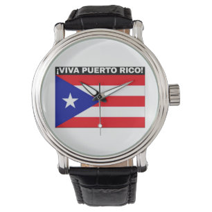 VIVA PUERTO RICO FLAG IMAGE WHITE FONTS WATCH