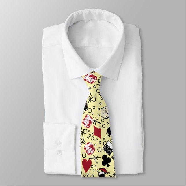 Viva Vegas Casino Retro Gambling Yellow Neck Tie (Tied)