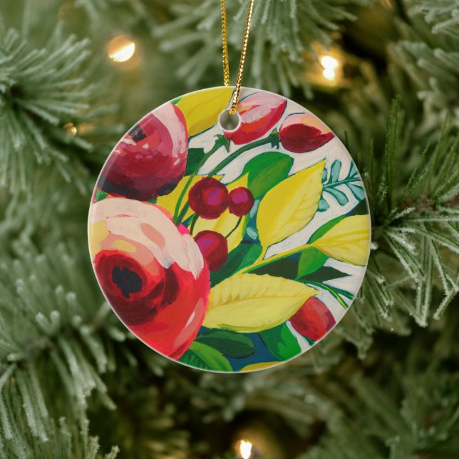 Vivacious Blooms Ceramic Ornament (Tree)