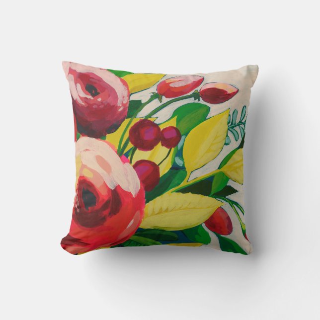 Vivacious Blooms Throw Pillow (Front)