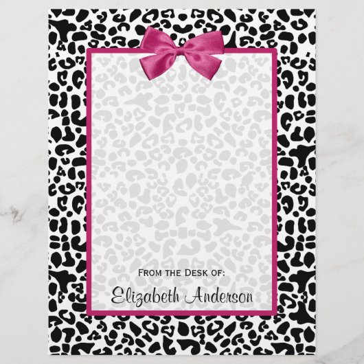Vivacious Dark Pink Ribbon Leopard Print With Name (Front)
