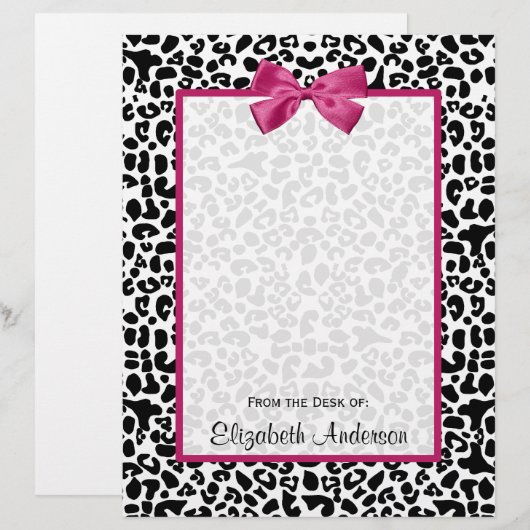 Vivacious Dark Pink Ribbon Leopard Print With Name (Front/Back)