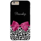 Vivacious Dark Pink Ribbon Leopard Print With Name
