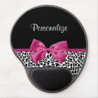 Vivacious Dark Pink Ribbon Leopard Print With Name