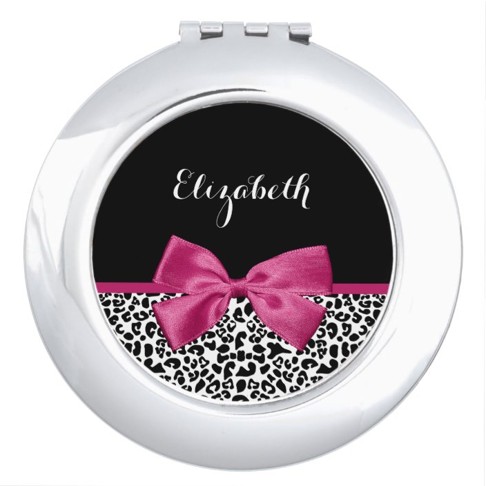 Vivacious Dark Pink Ribbon Leopard - Makeup Print Mirror Vivacious Dark Pink Ribbon Leopard - Makeup Print Mirror