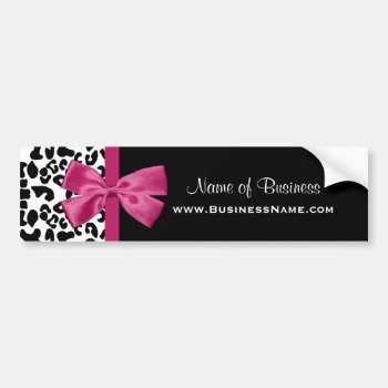 Vivacious Pink Ribbon Leopard Print Business Card Bumper Sticker by GirlyBusinessCards at Zazzle