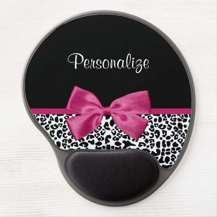 Vivacious Pink Ribbon Modern Fashion Leopard Print Gel Mousepad